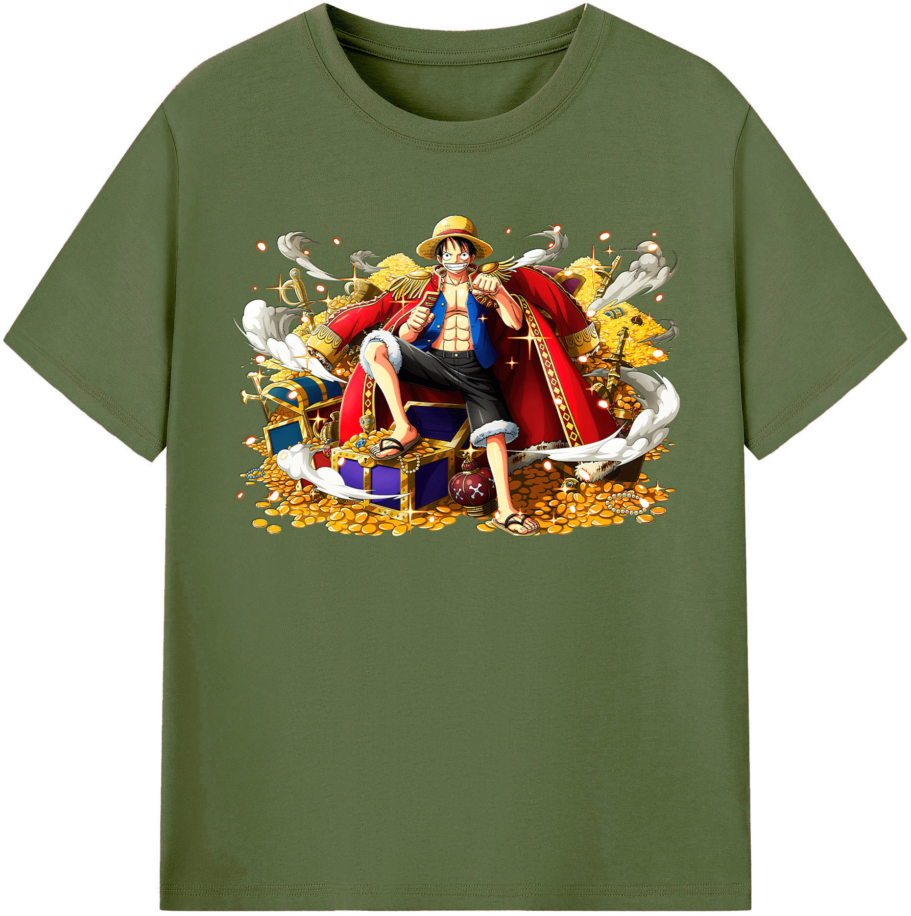 ワンピース モンキー・D・ルフィ ONE PIECE Monkey D. Luffy 綿100％半袖Tシャツ（フロントプリント）